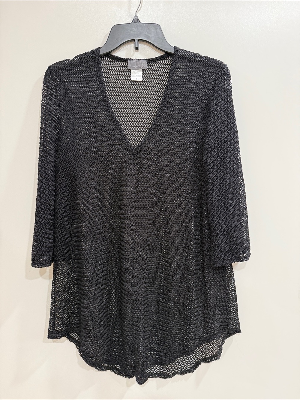 Jordan Taylor Black Crochet V-Neck Swim Coverup